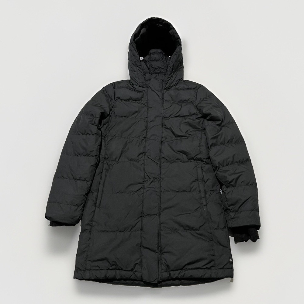 Athleta Girls Black Hooded Classic Full Zip Peck Puffer Parka Jacket Size 16